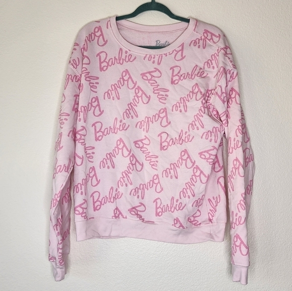 Barbie Logo All Over Pink Sweatshirt XL - Picture 1 of 5